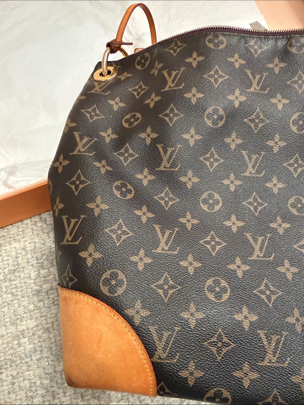 Louis Vuitton Berri MM MNG Monogram Canvas Shoulder Bag w Tan Leather Trim - Picture 2 of 16